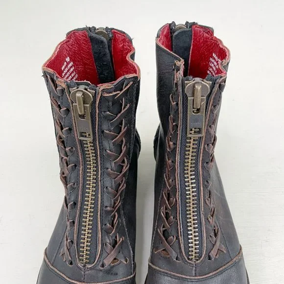 Freebird by Steven Brown Distressed Wales Zip Front Ankle Boots Booties Size 10 - Picture 4 of 12